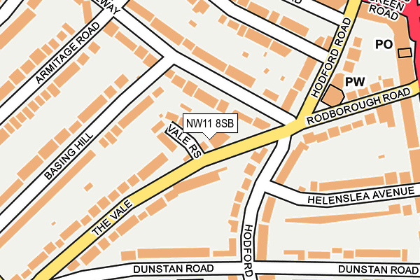 NW11 8SB map - OS OpenMap – Local (Ordnance Survey)