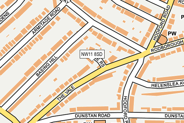NW11 8SD map - OS OpenMap – Local (Ordnance Survey)