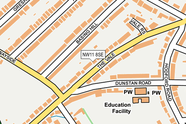 NW11 8SE map - OS OpenMap – Local (Ordnance Survey)