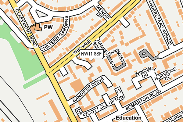 NW11 8SF map - OS OpenMap – Local (Ordnance Survey)