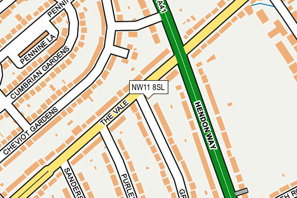 NW11 8SL map - OS OpenMap – Local (Ordnance Survey)