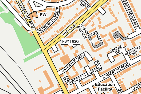 NW11 8SQ map - OS OpenMap – Local (Ordnance Survey)