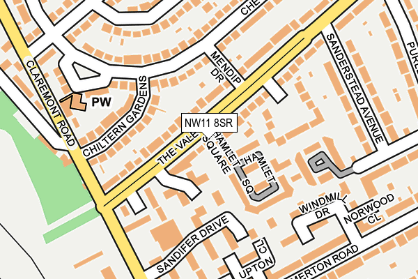 NW11 8SR map - OS OpenMap – Local (Ordnance Survey)