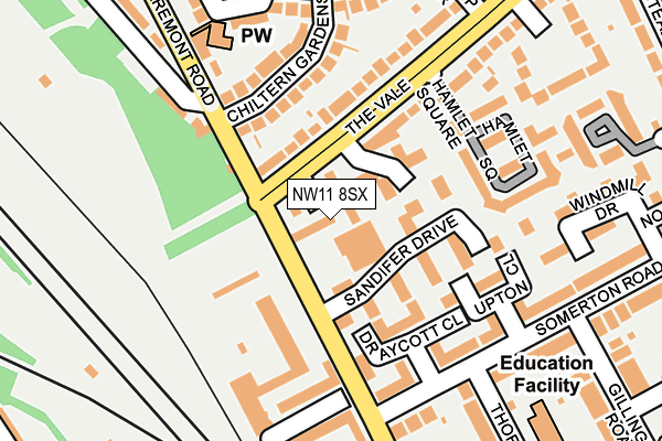NW11 8SX map - OS OpenMap – Local (Ordnance Survey)