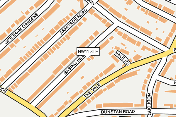 NW11 8TE map - OS OpenMap – Local (Ordnance Survey)