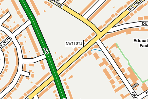 NW11 8TJ map - OS OpenMap – Local (Ordnance Survey)