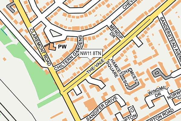 NW11 8TN map - OS OpenMap – Local (Ordnance Survey)