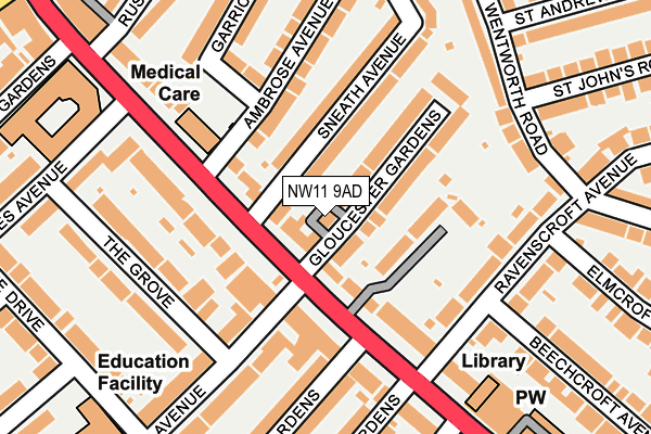 NW11 9AD map - OS OpenMap – Local (Ordnance Survey)