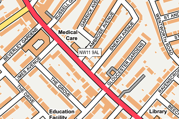 NW11 9AL map - OS OpenMap – Local (Ordnance Survey)