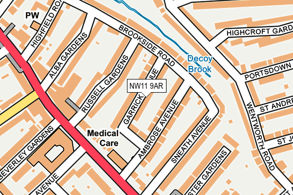 NW11 9AR map - OS OpenMap – Local (Ordnance Survey)