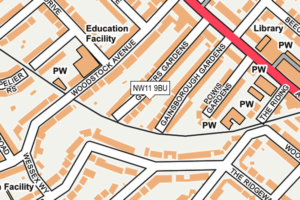 NW11 9BU map - OS OpenMap – Local (Ordnance Survey)