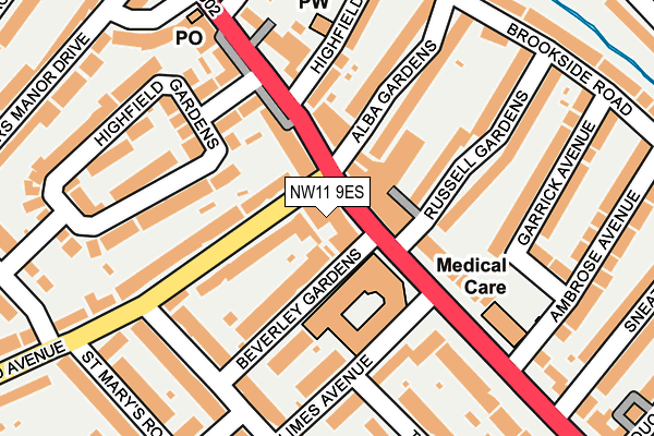 NW11 9ES map - OS OpenMap – Local (Ordnance Survey)