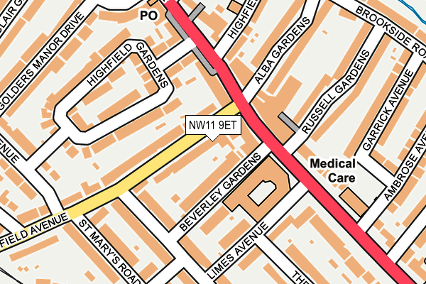 NW11 9ET map - OS OpenMap – Local (Ordnance Survey)