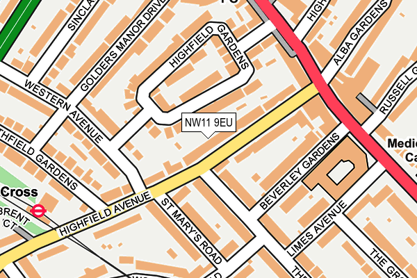 NW11 9EU map - OS OpenMap – Local (Ordnance Survey)