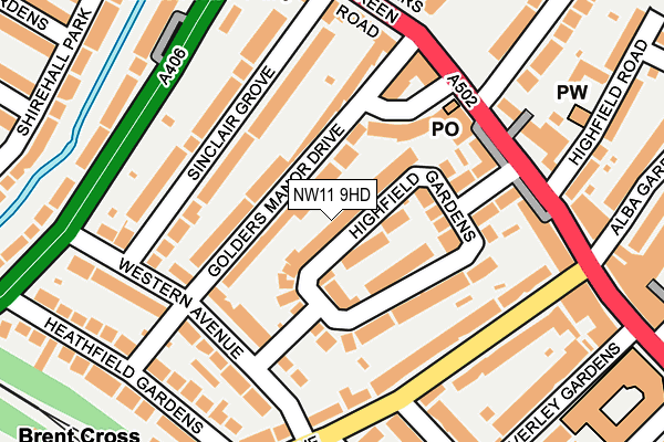 NW11 9HD map - OS OpenMap – Local (Ordnance Survey)