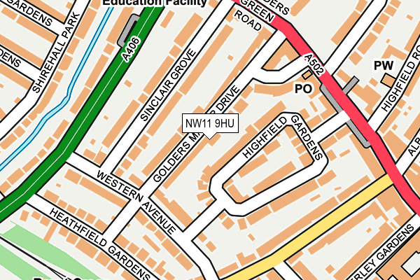 NW11 9HU map - OS OpenMap – Local (Ordnance Survey)