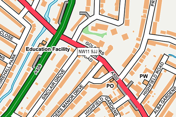 NW11 9JJ map - OS OpenMap – Local (Ordnance Survey)