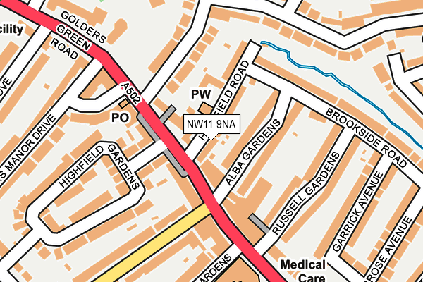 NW11 9NA map - OS OpenMap – Local (Ordnance Survey)