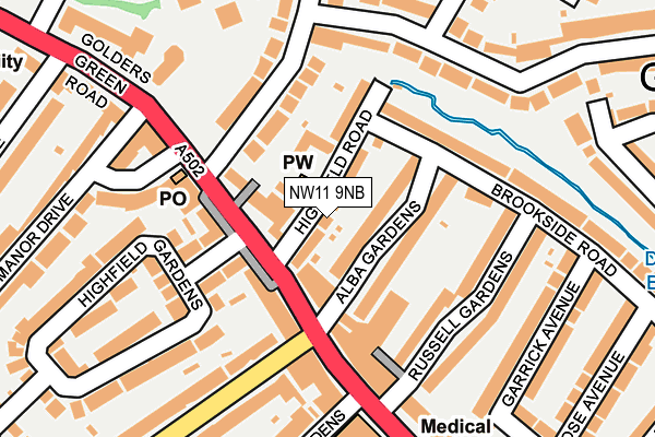 NW11 9NB map - OS OpenMap – Local (Ordnance Survey)
