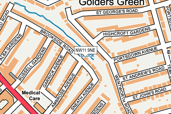 NW11 9NE map - OS OpenMap – Local (Ordnance Survey)