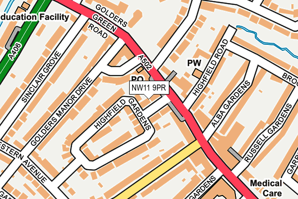 NW11 9PR map - OS OpenMap – Local (Ordnance Survey)