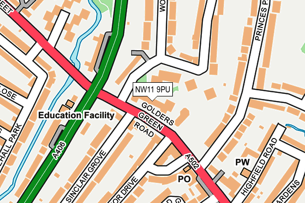 NW11 9PU map - OS OpenMap – Local (Ordnance Survey)