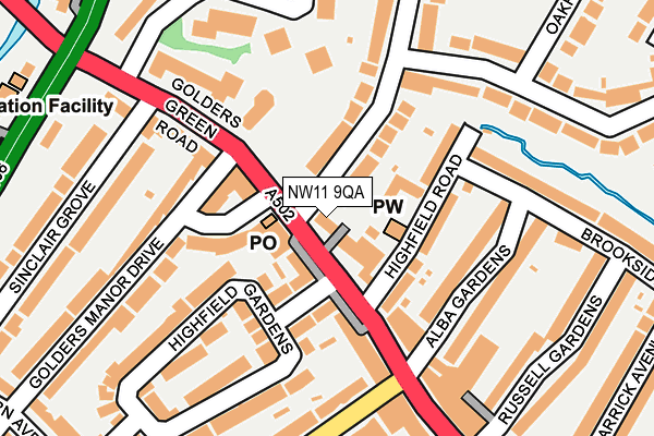 NW11 9QA map - OS OpenMap – Local (Ordnance Survey)