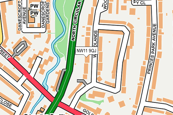 NW11 9QJ map - OS OpenMap – Local (Ordnance Survey)