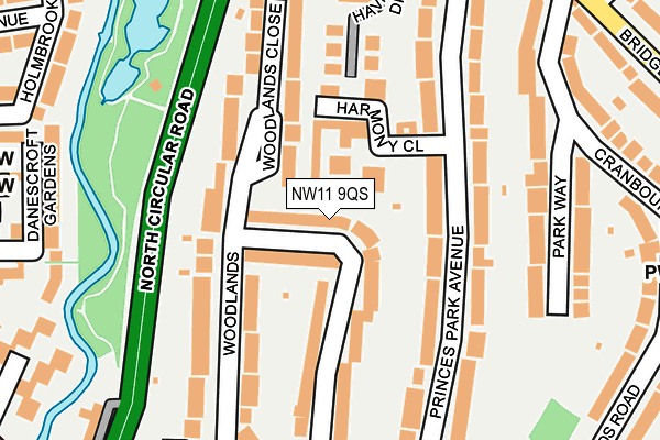 NW11 9QS map - OS OpenMap – Local (Ordnance Survey)