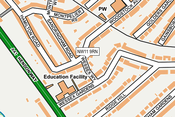 NW11 9RN map - OS OpenMap – Local (Ordnance Survey)