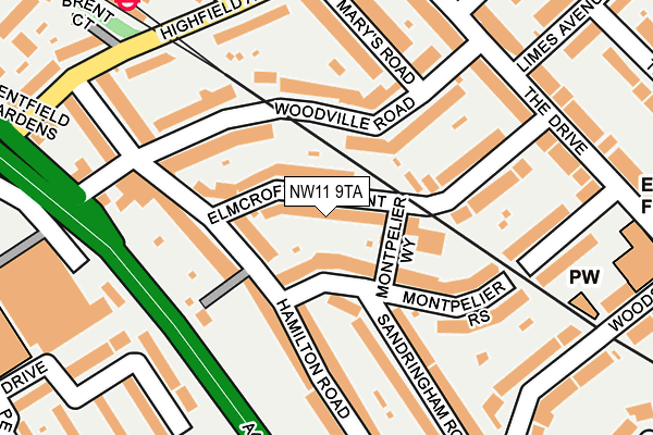 NW11 9TA map - OS OpenMap – Local (Ordnance Survey)