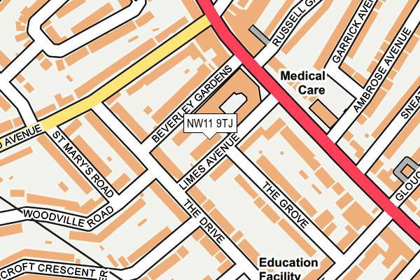 NW11 9TJ map - OS OpenMap – Local (Ordnance Survey)