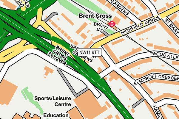 NW11 9TT map - OS OpenMap – Local (Ordnance Survey)