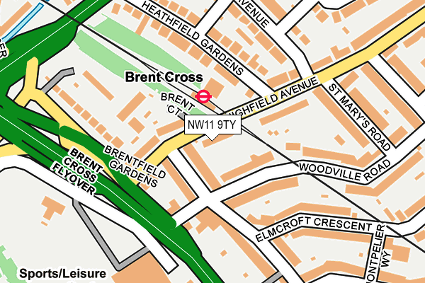 NW11 9TY map - OS OpenMap – Local (Ordnance Survey)