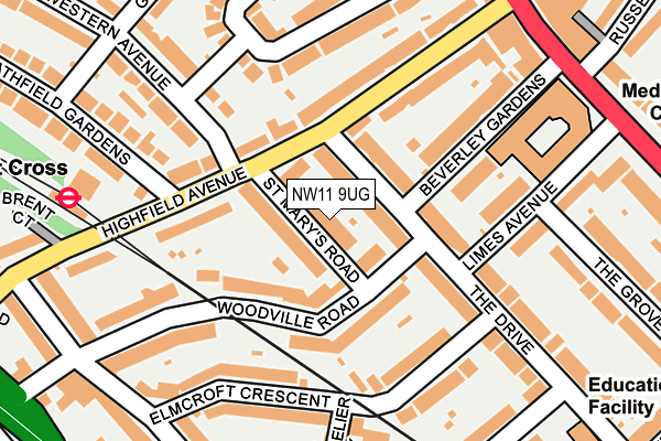 NW11 9UG map - OS OpenMap – Local (Ordnance Survey)