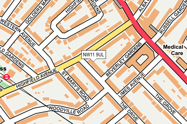 NW11 9UL map - OS OpenMap – Local (Ordnance Survey)