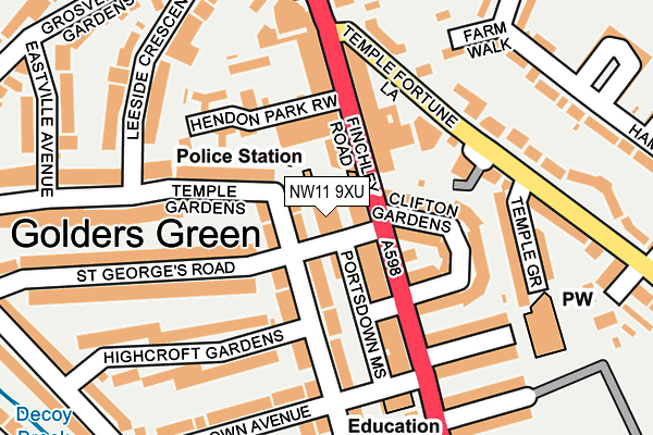 NW11 9XU map - OS OpenMap – Local (Ordnance Survey)