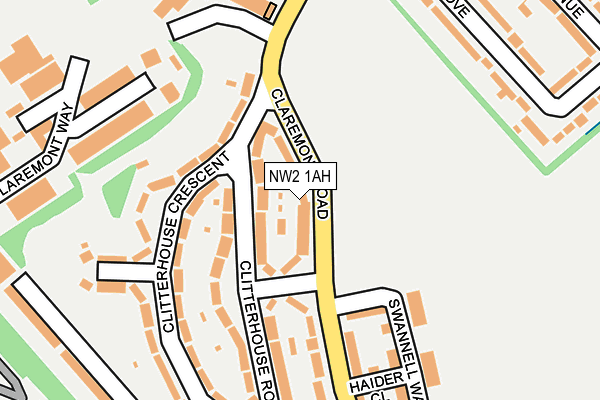 NW2 1AH map - OS OpenMap – Local (Ordnance Survey)