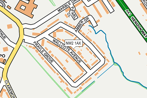 NW2 1AX map - OS OpenMap – Local (Ordnance Survey)