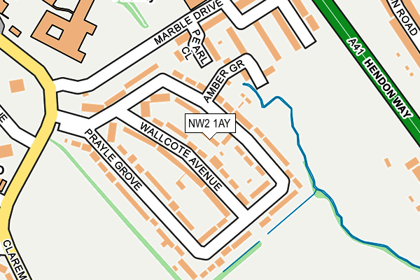 NW2 1AY map - OS OpenMap – Local (Ordnance Survey)