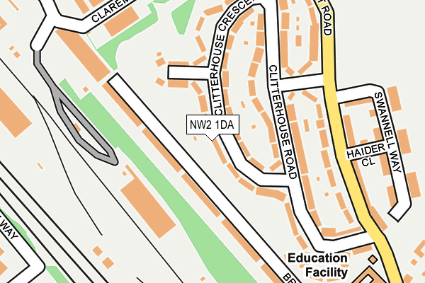 NW2 1DA map - OS OpenMap – Local (Ordnance Survey)