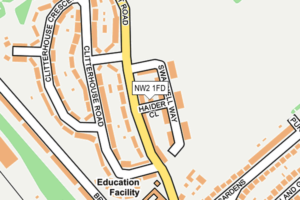 NW2 1FD map - OS OpenMap – Local (Ordnance Survey)