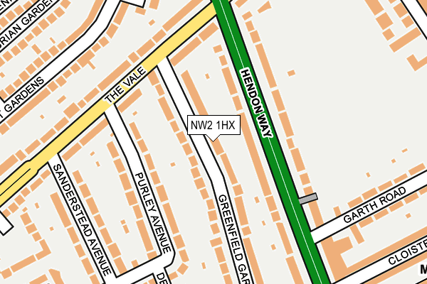 NW2 1HX map - OS OpenMap – Local (Ordnance Survey)