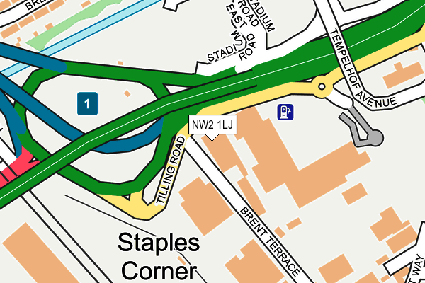 NW2 1LJ map - OS OpenMap – Local (Ordnance Survey)