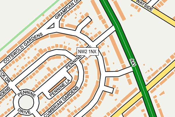 NW2 1NX map - OS OpenMap – Local (Ordnance Survey)