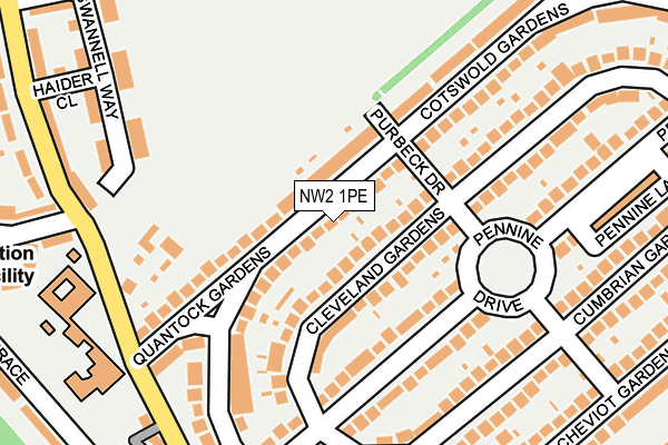 NW2 1PE map - OS OpenMap – Local (Ordnance Survey)