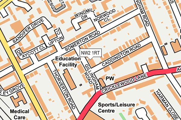 NW2 1RT map - OS OpenMap – Local (Ordnance Survey)