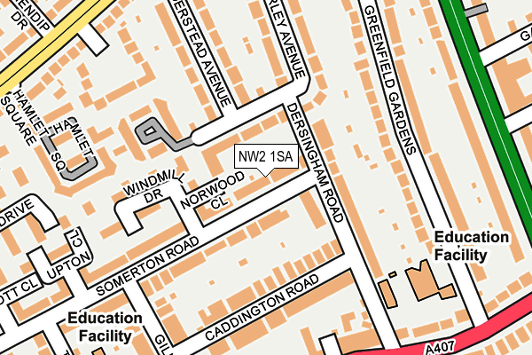 NW2 1SA map - OS OpenMap – Local (Ordnance Survey)