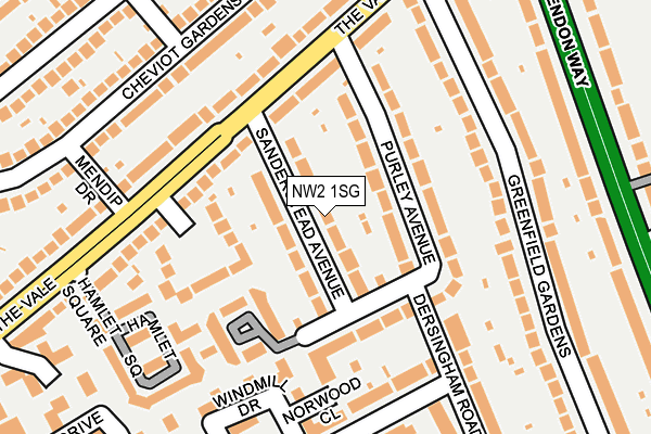 NW2 1SG map - OS OpenMap – Local (Ordnance Survey)