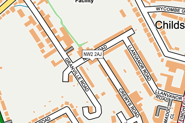 NW2 2AJ map - OS OpenMap – Local (Ordnance Survey)